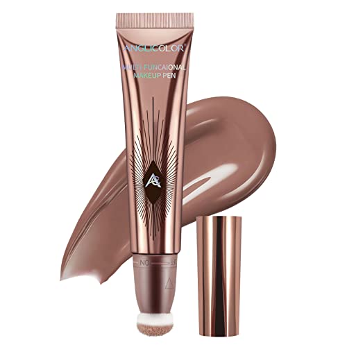 Anglicolor Contour Stick With Cushion Applicator,Cream Bronzer Contour Wand Long Lasting,Liquid Bronzer Contour Smooth Lightweight (03#LIGHT MEDIUM