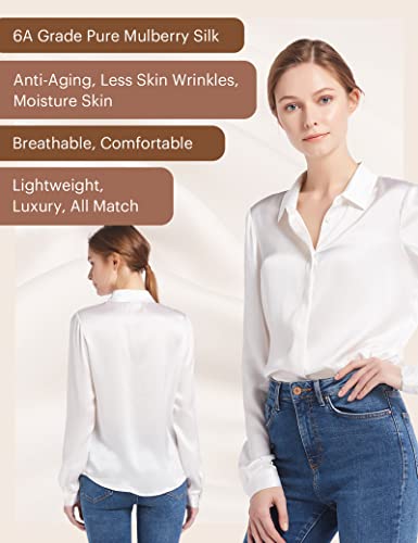 LilySilk Silk Blouse for Women 100% Pure Silk Long Sleeves Cool Smooth Tops3