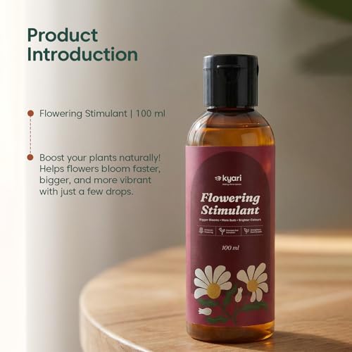 Image of Kyari Flowering Stimulant & Bloom Booster 100 ml - Organic Liquid Fertilizer for Flowering Plants - Bloom Booster for Hibiscus, Rose, Mogra, Bougainvillea - 100% Natural for Plant Parents