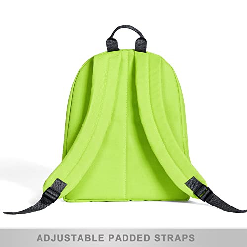 Kdwave 15 Inch Kids Backpack For School Boys Girls, Cute Lightweight Children Bookbag With Adjustable Padded Straps, Lime Green #TOP1