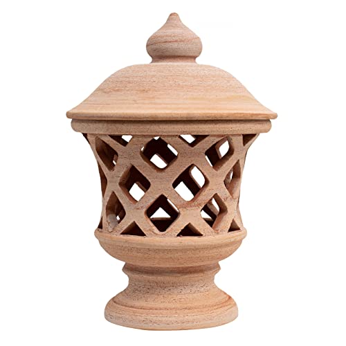 Biscottini Faroles de exterior grandes L31XPR31XH46,5 cm Made in Italy - Decoración jardín para exterior - Faroles de jardín terracota Toscana