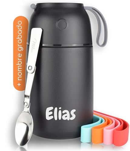 Milu Envase térmico personalizado grabado - idea de regalo para Pascua, Día del Padre, Día de la Madre, regalo de amor, cumpleaños, empleados, Navidad, matrícula escolar (450ml +Grabado)