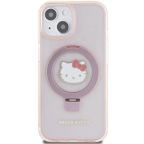 CG MOBILE Custodia Rigida Hello Kitty Per IPhone 15 Pro 6.1'' - Rosa Con Alone Oro, Tecnologia IML - 3