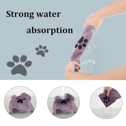 RUCUDIM Hundehandtuch,2 Stück Hundehandtuch Extra Saugfähig für Hunde Und Katzen,75 x 35 cm Schnelltrocknend Haustier Mikrofaser Handtücher,Geeignet für Katzen, Hunde und Andere Haustiere(Lila)