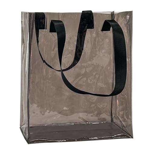 TotePrint Wasserdichte transparente PVC Strandtasche Tragetasche einfach, wasserfest für Schwimmbad Strand Urlaub Sport, 30x10x34 cm für Damen Herren (Schwarz)