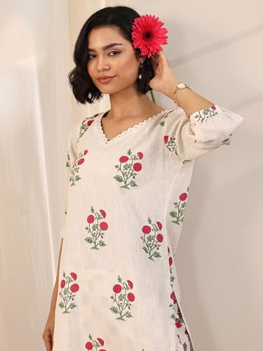 Image of Libas Printed Cotton Straight Kurta with Trouser