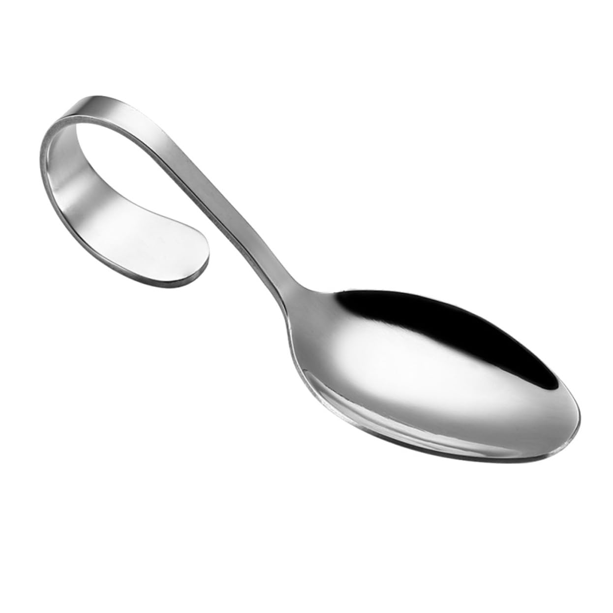 STOBAZA Bend Spoon Silver Curved Handle Stainless Steel for Serving Wedding Cocktail Party