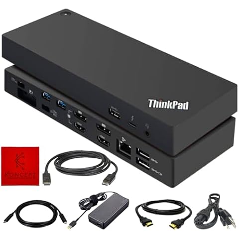 40AN0135US Lenovo Docking Station Thunderbolt 3 Dock Gen 2 Dual UHD 4K Display - 1 Year Warranty - Thinkpad Docking Station with 135W AC Charging,HDMI,DisplayPort & Thunderbolt 3 USB-C Cable (Renewed) Cover