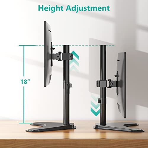 Wali Single Monitor Stand, Free Standing Desk Stand With Mounting Holes 75 To 100, Fully Adjustable Mount Fits One Screen Up To 32 Inch (Mf001), Black #TOP4