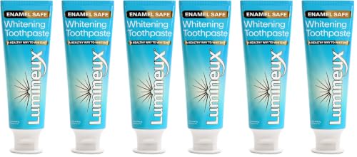 Image of Lumineux Teeth Whitening Toothpaste 6 Pack Peroxide Free Enamel Safe for Sensitive Whiter Teeth, Fluoride Free, No Alcohol, Artificial Colors, SLS Free Dentist Formulated - 3.75 Oz