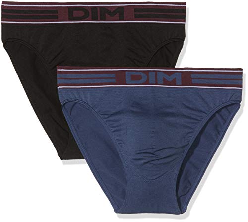Dim Fashion Anatomic Slip x2 sin Costuras, Multicolor (Azul Orage/Negro 6QU), Medium (Tamaño del Fabricante:4) (Pack de 2) para Hombre