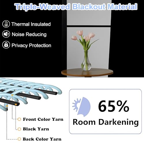 Image of Simplebrand Stone Blue Extra Long 10ft Curtains for Patio 120 Inches Long 2 Panels Set, Room Darkening Light Blocking Solid Thermal Insulated Energy Saving Grommet Noise Reducing Curtains, 50 Wx120 L