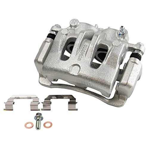 Image of TRQ Front Brake Caliper Set Zinc Coated Brackets Hardware Compatible with 2007-2008 Hyundai Entourage 2006-2012 2014 Kia Sedona
