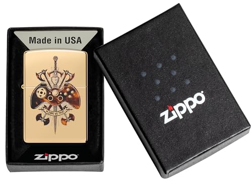 Image of Zippo Gamer Creed Design High Polish Brass Pocket Lighter