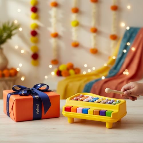 Image of Xylo Piano for Kids 1-6 Years | 2-in-1 Xylophone & Piano Musical Toy | 8 Rainbow Keys + 2 Mallets | BIS Certified, Non-Toxic, Made in India | Learning Toy for Toddlers (8 Keys)