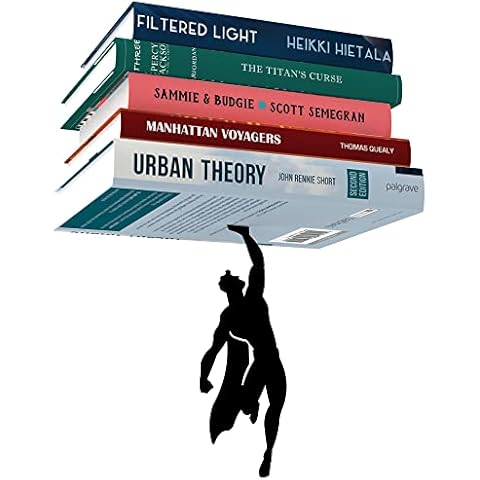 Artori Design Invisible Hanging Metal Floating Bookshelf - Optical Illusion Wall Book Shelf for Kids and Men - Modern Small Black Wall Mounted Bookshelves for Unique Home Decor Cover