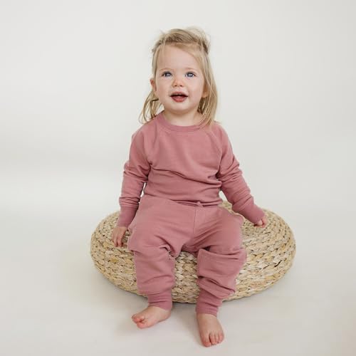 Woolino Soft Merino Wool Kids Sweatshirt - Crewneck Pullover Sweatshirt for Boys & Girls - Breathable, Moisture-Wicking & Temperature-Regulating Sweater, Mauve Pink, 3-4 Years4