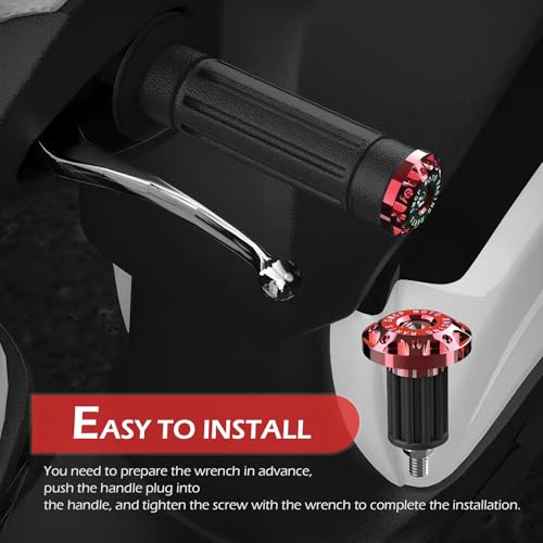 Image of 2 PCS Motorcycle Bar End Plug, Aluminum Alloy Handlebar Grip End Caps for Electric Car Scooters, Off-Road Motorcycles (Red)