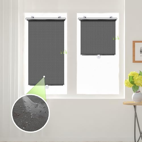 Recopilación y reviews de Persianas para casa los más solicitados. 27 Pysrych - Persiana opaca sin perforación con 3 ventosas, cortina enrollable temporal portátil para ventana en casa y oficina, coche, color negro, 50% sombra de 22.8 x...