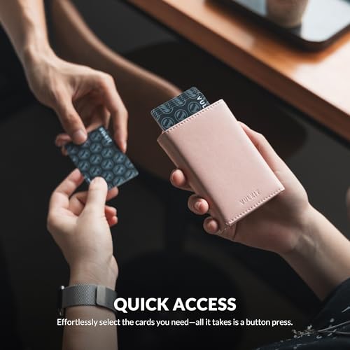 Image of VULKIT Card Holder Wallet with Coin Pocket Magnetic Closure Pop Up Cards With ID Window Leather Wallet for Cash & Credit Cards | with Coin Pocket