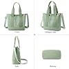 CORIOS Damen Canvas Umhängetasche Große Handtasche Casual Tragetasche Henkeltaschen mit Mehreren Taschen Leichtgewicht Schultertasche Multifunktionale Tote Beutel Weiß #5