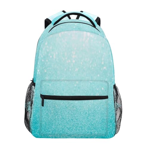 Light Blue Glitter Sparkle Backpack School, Durable Backpack for Teen Girls, 18L Capacity with Multiple Pockets, M