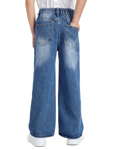 SEAUR Boys' Wide Leg Jeans Elastic Waist Comfort Denim Trendy Loose Fit Pants for School & Play Ages 5-132