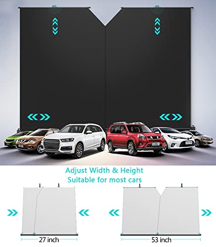 Retractable Windshield Sun Shade For Car, Car Front Window Sunshade, Block Uv Rays & Sun Heat Insulation, Automotive Windshield Sunshades Fit Most Vehicles, Car Accessories (Adjustable Width 27"-53") #TOP1