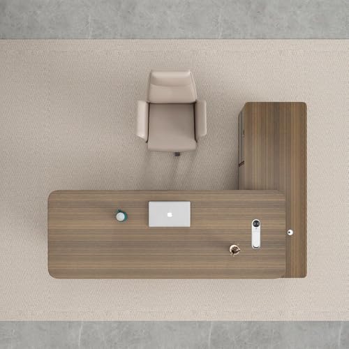 Image of Lakdi The Furniture Co Director Office Table for Boss & Executive | Unique Design L Shape CEO Table Made in MDF with Laminte with Drawer, Reversible Orientation, CPU Storage - LDL-778