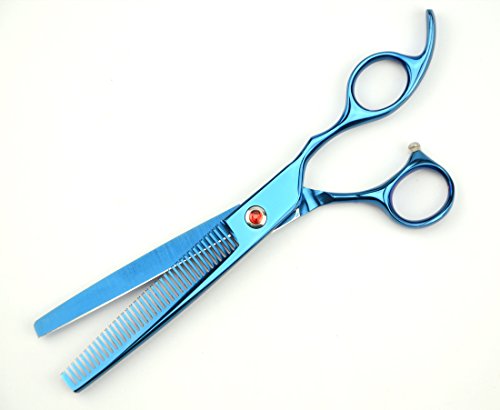 Image of 8.0 inch Professional PET Grooming scissors Kit,CoatedTitanium,Sharp and Strong Stainless Steel Blade for Dogs Cats Hair Cutting,3 Pieces of Scissors with a Comb and a Case (Blue)