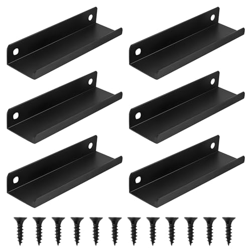 xiluuyou 6 Pièces Entraxe Invisible Poignee de Meuble, 80 mm Poignée Cuisine Noir Mat, Poignet de Porte en Aluminium avec Vis pour Tiroir, Placard et Porte...