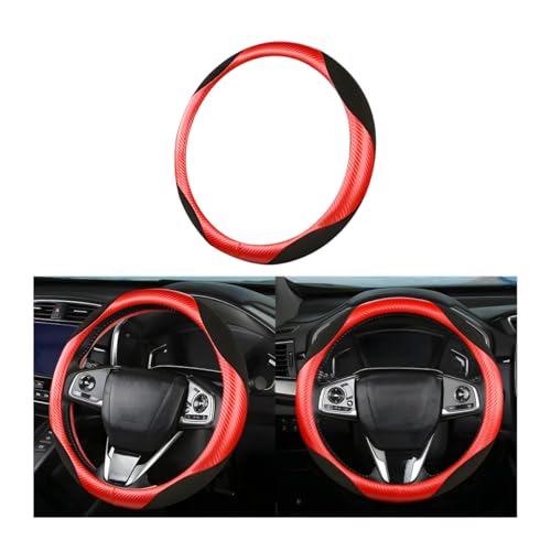 XINLIYA - XINLIYA Steering Wheel Cover for Women and Men, Carbon Fiber Plush Steering Wheel Cover Soft Anti-Slip Comforting, Universal 15 Inches Steering Wheels Accessories (Carbon Fiber Red/Black)