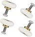 Set of 4pcs 19mm Stainless Steel Shower Door Wheels Rollers Runners, White, 19mm x 4mm