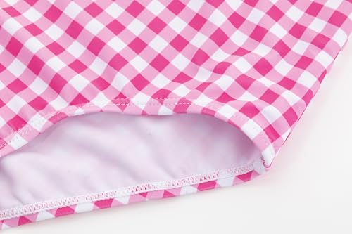 LIZENS Girls One Piece Swimwear Ruffle Trim Checkered 2-12Years Beach Bathing Swimsuit for Kids4