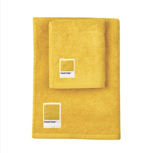 Immagine prodotto: PANTONE - Asciugamani Bagno Viso e Bidet in Spugna Puro Cotone 100% Certificato OEKO-TEX, Set Asciugamani Bagno Viso e Ospite 50x100 e 40x50 Morbidi Assorbenti Validi anche come Asciugamano Palestra