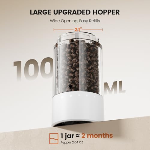 Image of Electric Salt and Pepper Grinder Set - Rechargeable Automatic Salt and Pepper Shakers, Kitchen Appliances with External Adjustable Coarseness, Larger Hopper for Cooking, Home Gifts(2 Pack,White /White)