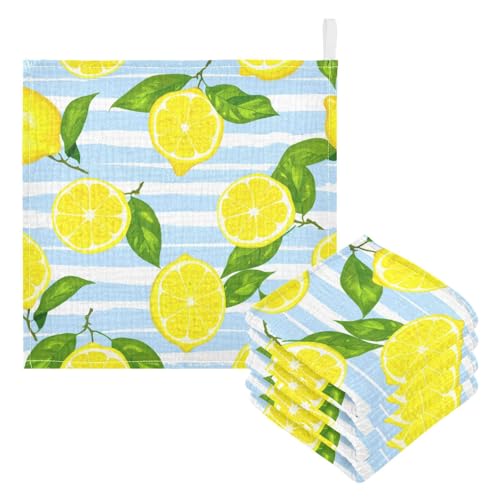 Kigai Yellow Lemons Baby Washcloths,3pcs Ultra Soft Absorbent Towel,Newborn Bath Face Towel, Natural Reusable Baby Wipes for Sensitive Skin, Baby Registry as Shower