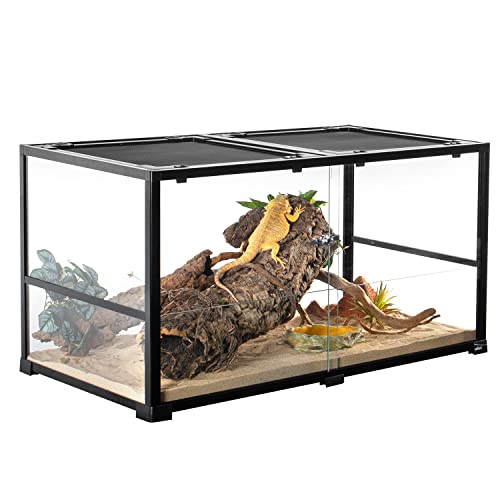 OIIBO Glass Hamster Cage 70 Gallon Large Hamster Cage Habitat with Mesh and Glass Side, 2 in 1 Chew-Proof Small Animal Cage for Reptiles, Dwarf Syrian Hamster Gerbils Hedgehog Guinea Pigs - Thumbnail 7