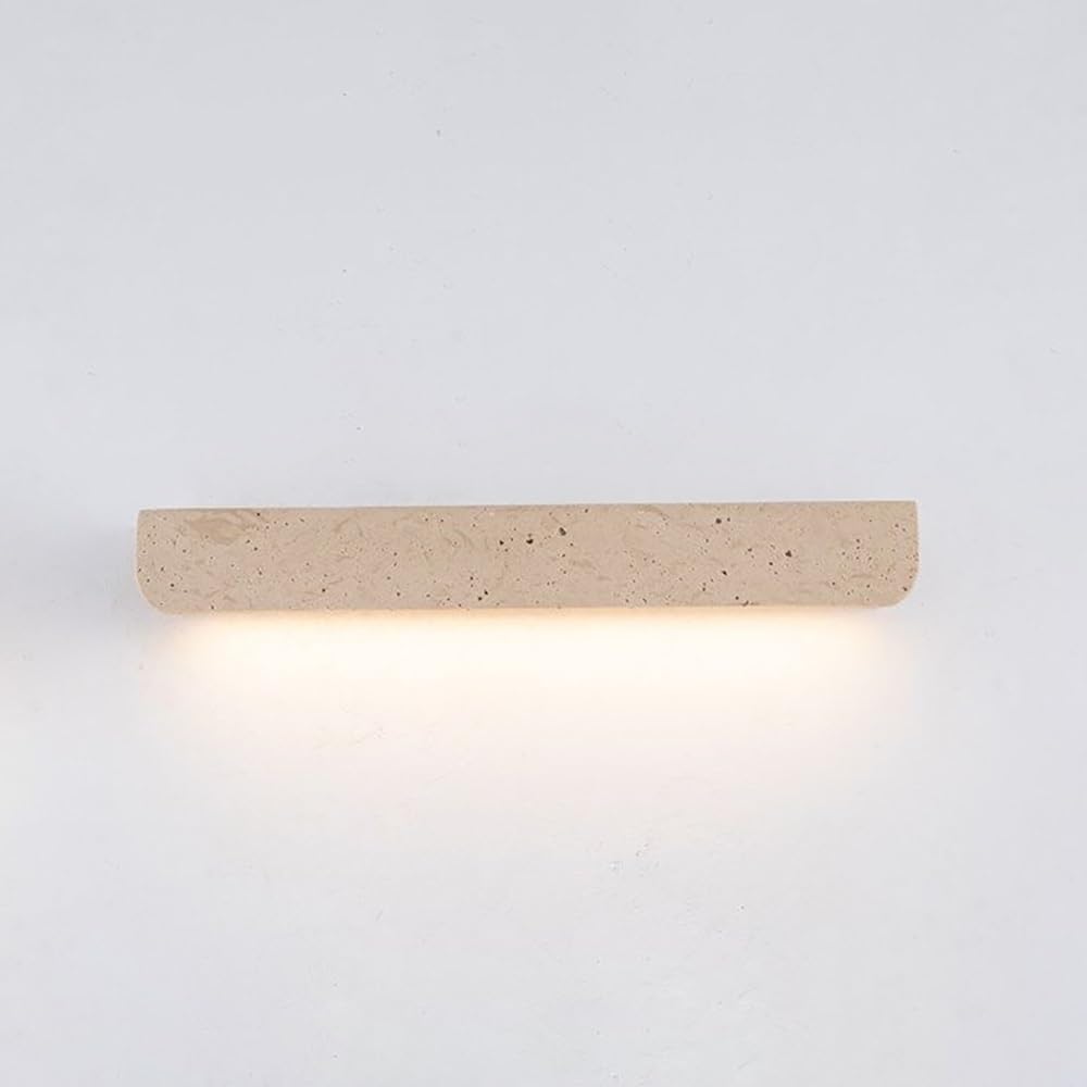 COSRUB Minimalist Long Strip Wall Lights, Yellow Travertine LED Wall Sconce Japanese Farmhouse Linear Wall Lamp Fixtures for Hallway Stairs Bedroom Bedside(52cm/20.47in)