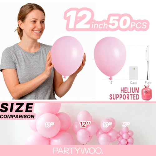 Image of PartyWoo Baby Pink Balloons 50pcs Pastel Pale Light Pink Color