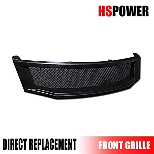 Hs Power Front Grill Mesh Guard Cover Compatible With 2008-2010 For Honda Accord 4D 4Dr | Black Aluminum Mesh Car Front Hood Bumper Grille Abs #TOP3