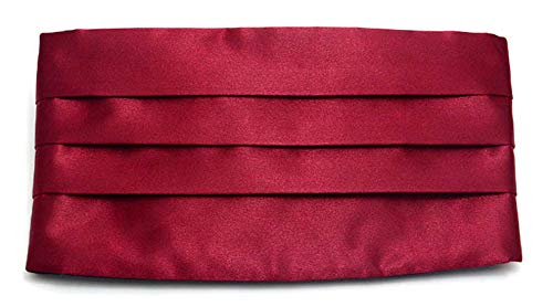 Men's Formal Satin Cummerbund, Accessories for Tuxedo - Burgundy