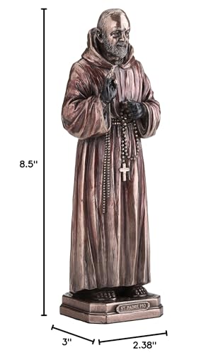 Estatua religiosa Padre Pio 21.5 cm de resina y bronce miniatura 7