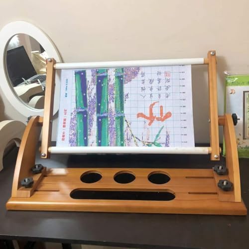 Soporte de aro para bordar en casa con base de madera y rotación flexible 2