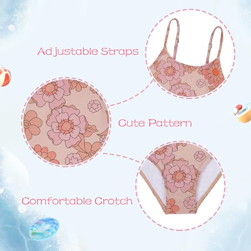 Image of Zando Toddler Swimsuit Girl Size 6M-8Y - Cute Ruffle Sling Adjustable Baby Girl Bathing Suit Kids Swimwear for Beach Wear