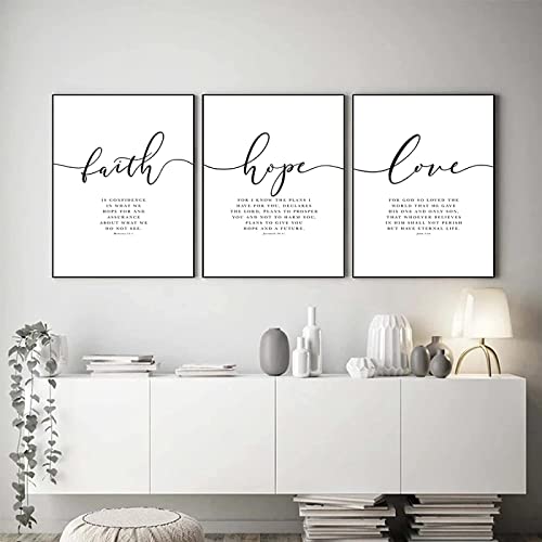 Peintures décoration moderne salon triptyque Faith Hope Love - 2