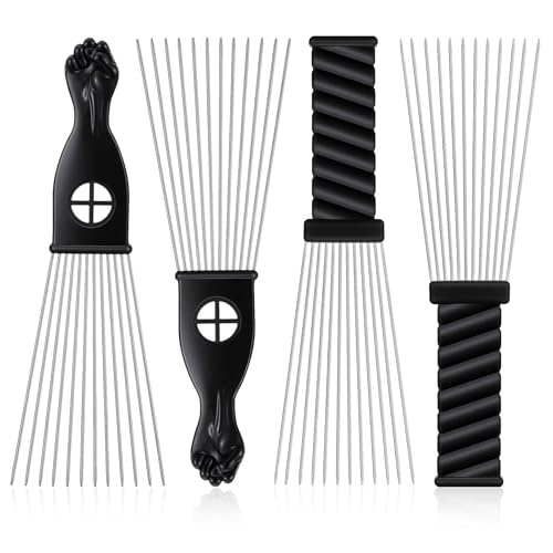 Set 4 Peines Afro con Diseño Clásico y Raspador miniatura 1