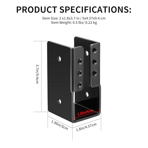 4 Pcs Joist Hanger, Timber to Timber Joist Hanger, Joist Brackets, Black Beam Brackets for 1.57" x 3.46" Beam Hanger - Image 2