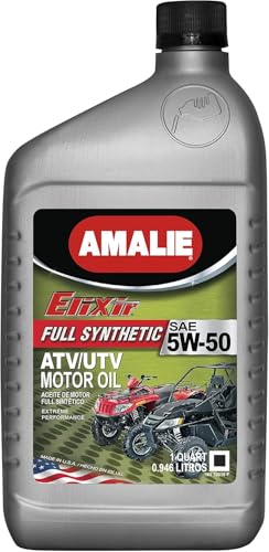 AMALIE Elixir 5W-50 Full Synthetic ATV & UTV Engine Oil (160-72516-EA) 1 Quart Bottle | Made in USA