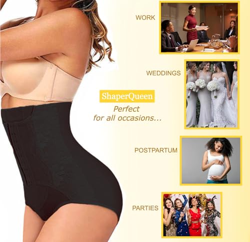 ShaperQueen1020 Tummy Control Shapewear for Women – High Waist Compression Body Shaper, Girdle Waist Cincher for Women (Large, Black) - Thumbnail 2